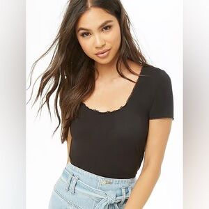FOREVER 21+ LACE TRIM TOP - BLACK SIZE 2X (NEW WITH TAGS) A16